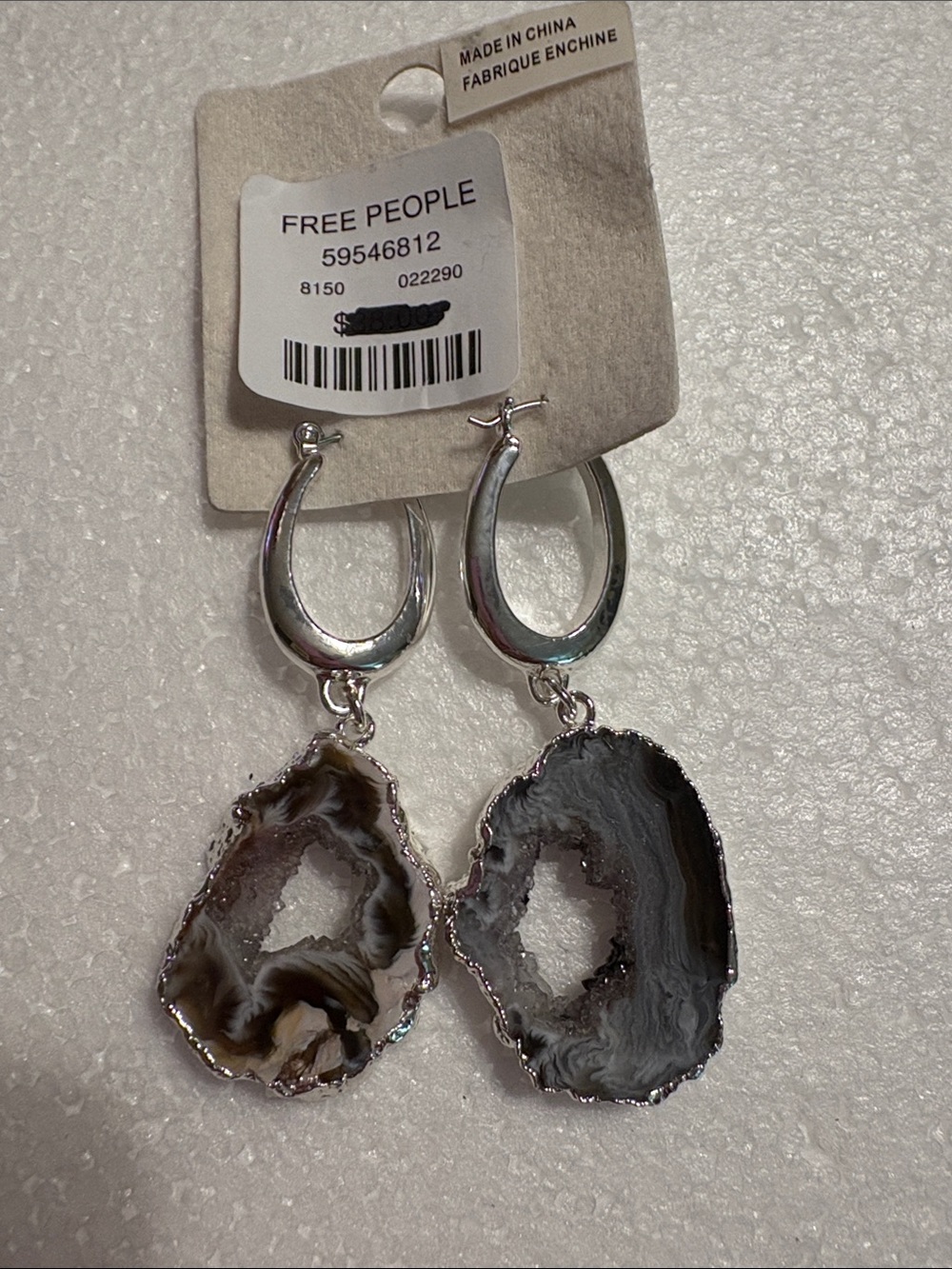 Free People Silver Gray Agate Drop Earrings